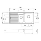 Oliveri Nu-Petite 1080mm 1 &amp; &frac12; Stainless Steel Kitchen Sink with Left Drainer