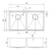 Oliveri Spectra 780mm Double Stainless Steel Kitchen Sink