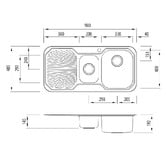 Oliveri Petite 1200mm Topmount 1 &amp; &frac34; Stainless Steel Kitchen Sink with Right Drainer