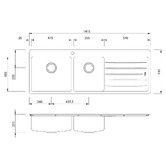 Oliveri Sonetto 1410mm 1 &amp; &frac34; Stainless Steel Kitchen Sink with Right Drainer