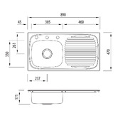 Oliveri Ultraform 890mm Single Stainless Steel Kitchen Sink with Right Drainer