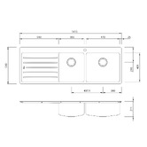Oliveri Sonetto 1410mm 1 &amp; &frac34; Stainless Steel Kitchen Sink with Left Drainer