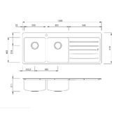 Oliveri Sonetto 1300mm Topmount Double Stainless Steel Kitchen Sink with Right Drainer