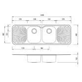 Oliveri Petite 1430mm Topmount Double Stainless Steel Kitchen Sink with Drainers