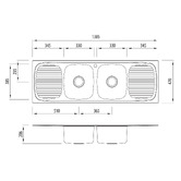 Oliveri Ultraform 1380mm Double Stainless Steel Kitchen Sink with Drainers