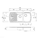 Oliveri Monet 1100mm Topmount 1 &amp; &frac34; Stainless Steel Kitchen Sink with Left Drainer