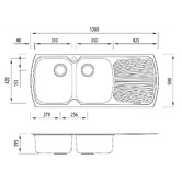 Oliveri Monet 1200mm Topmount Double Stainless Steel Kitchen Sink with Right Drainer