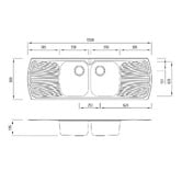 Oliveri Monet 1500mm Topmount Double Stainless Steel Kitchen Sink with Drainers