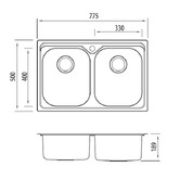 Oliveri Diaz 770mm Double Stainless Steel Kitchen Sink