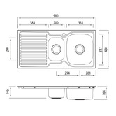 Oliveri Endeavour 1080mm 1 &amp; &frac34;  Stainless Steel Kitchen Sink with Left Drainer