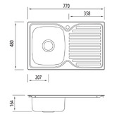 Oliveri Endeavour 770mm Single  Stainless Steel Kitchen Sink with Right Drainer
