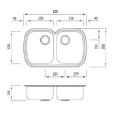Oliveri Monet 820mm Undermount Double Stainless Steel Kitchen Sink