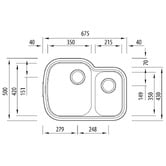 Oliveri Monet 670mm Undermount 1 &amp; &frac12; Stainless Steel Left Hand Kitchen Sink