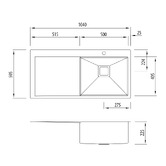 Oliveri Professional Series 1040mm  Single Stainless Steel Kitchen Sink with Left Drainer