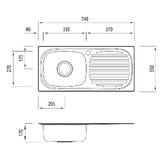 Oliveri Martini 740mm Topmount Single Stainless Steel Kitchen Sink