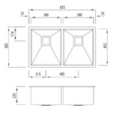 Oliveri Professional Series 830mm Undermount Double Kitchen Sink