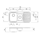 Oliveri Petite 980mm Topmount Stainless Steel Kitchen Sink with Right Drainer