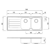 Oliveri Flinders 1200mm Double Stainless Steel Kitchen Sink with Drainer
