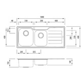 Oliveri Flinders 1080mm 1 &amp; &frac34; Stainless Steel Kitchen Sink