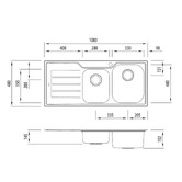 Oliveri Flinders 1080mm 1 &amp; &frac34; Stainless Steel Kitchen Sink