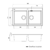 Oliveri Santorini 860mm Top Mount Double Granite Kitchen Sink