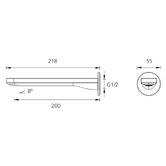 Oliveri London 200mm Chrome Bath/Basin Wall Spout