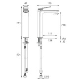 Oliveri Paris 130mm Tower Basin Mixer