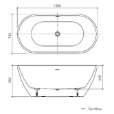 Oliveri Naples Gloss White Acrylic Freestanding Bath with Overflow