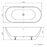Oliveri Naples Gloss White Acrylic Freestanding Bath with Overflow