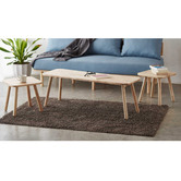 Maja Ansel Design 3 Piece Cricket Rubberwood Nesting Coffee Table Set