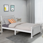Ever Dreaming Living Rustic White Painted Berkeley Pine Wood Bed