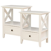 Ever Dreaming Living Rustic White Painted Amery Bedside Tables