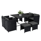Ever Dreaming Living 8 Seater Black Shepard Outdoor Dining Table &amp; Chair Set