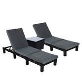 Ever Dreaming Living 3 Piece Zaiden PE Wicker Sun Lounge &amp; Side Table Set