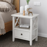 Ever Dreaming Living Rustic White Painted Amery Bedside Tables