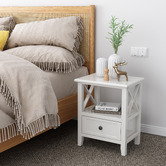 Ever Dreaming Living Rustic White Painted Amery Bedside Tables