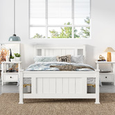 Ever Dreaming Living Rustic White Painted Berkeley Pine Wood Bed