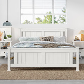Ever Dreaming Living Rustic White Painted Berkeley Pine Wood Bed