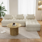 Ever Dreaming Living Ella 4 Seater Boucle Sofa &amp; Ottoman Set