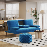 Ever Dreaming Living Athena Round Velvet Ottoman