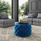 Ever Dreaming Living Athena Round Velvet Ottoman