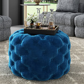 Ever Dreaming Living Athena Round Velvet Ottoman
