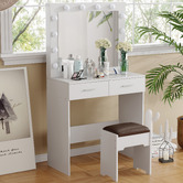 Ever Dreaming Living Quin LED Dressing Table &amp; Stool Set