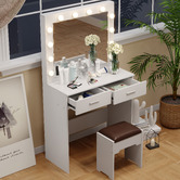 Ever Dreaming Living Quin LED Dressing Table &amp; Stool Set