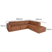 Ever Dreaming Living Massey 5 Seater Leather Chaise Lounge Set