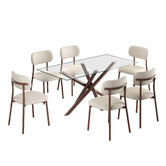 Ever Dreaming Living 6 Seater Calix Boucl&eacute; Dining Table &amp; Chair Set