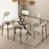 Ever Dreaming Living 6 Seater Calix Boucl&eacute; Dining Table &amp; Chair Set