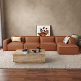 Ever Dreaming Living Massey 5 Seater Leather Chaise Lounge Set