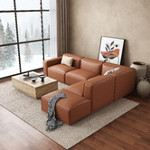 Ever Dreaming Living Massey 5 Seater Leather Chaise Lounge Set