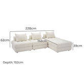 Ever Dreaming Living Beige Ella 4 Seater Wool-Blend Sofa &amp; Ottoman Set